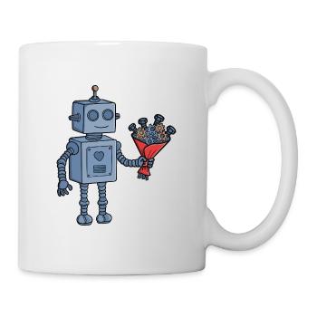 Cute Valentine Robot with Mechanical Gear Bouquet - Mug - white - Right