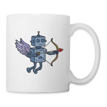 Cute Steampunk Robot Cupid with Heart Arrow - Mug - white - Right