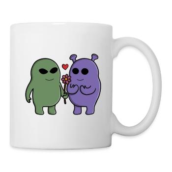 Cute Intergalactic Alien Couple - Mug - white - Right