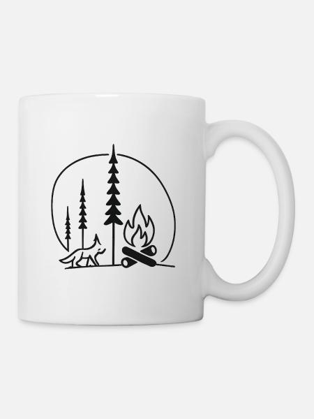 Campfire Forest Line Art Fans Gift Idea - Mug - white