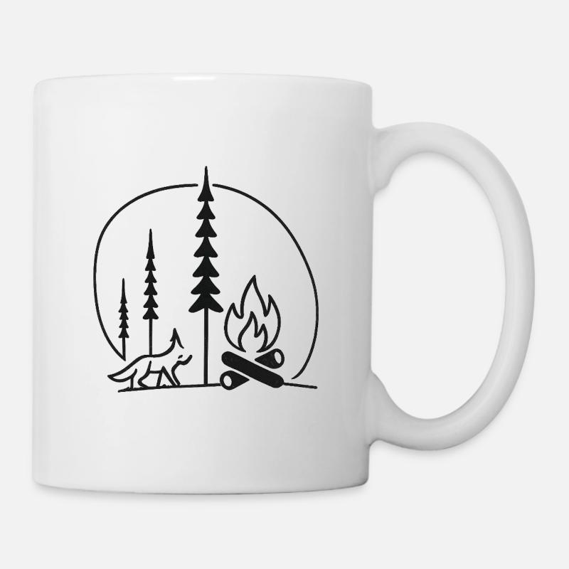Campfire Forest Line Art Fans Gift Idea - Mug - white