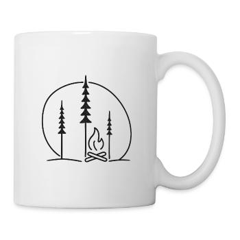 Waldlagerfeuer Silhouette Natur Geschenkidee - Tasse - Weiß - Rechts