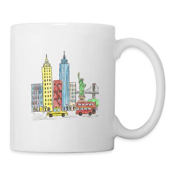 Art de dessins animés Liberty Skyline de New York - Mug blanc - blanc - Droite