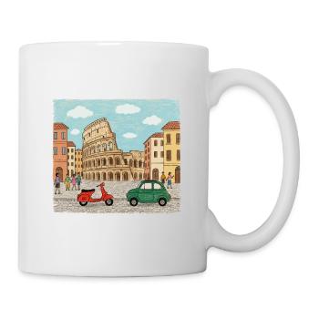 Rome City Skyline Kolosseum Moderne Linienzeichnung - Tasse - Weiß - Rechts