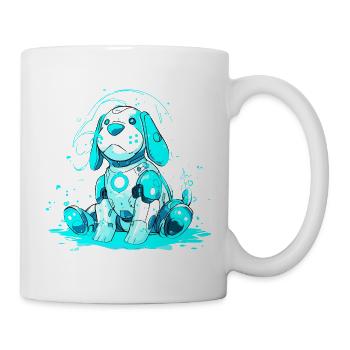 Neon Robo Dog in Cyan Beam - Mug - white - Right
