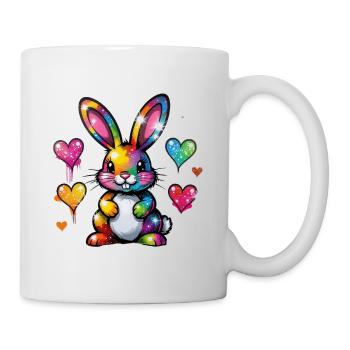Süßes, buntes Kaninchen - Tasse - Weiß - Rechts
