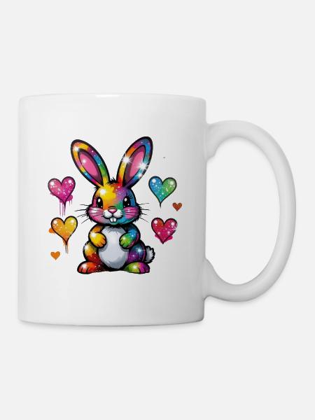 Cute colorful bunny - Mug - white