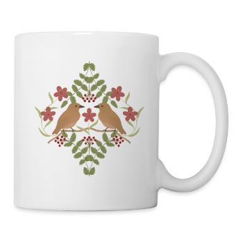 Birds on a Blooming Wreath - Mug - white - Right