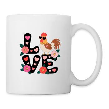 Love Hahn Blumenherz  - Tasse - Weiß - Rechts