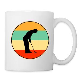 Retro-Golfer-Silhouette Vintage-Sonnenuntergangs-Sportkunst - Tasse - Weiß - Rechts