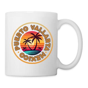 Logo du coucher du soleil de Puerto Vallarta - Mug blanc - blanc - Droite