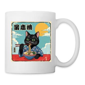 Kawaii Cat Eating Ramen Noodles Katze - Mug - white - Right