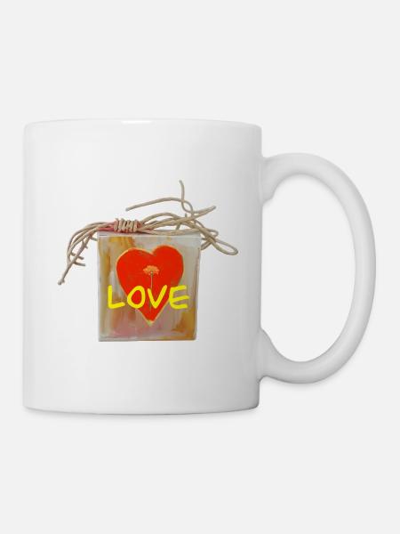 Herz  Liebe Valentinstag  - Tasse - Weiß
