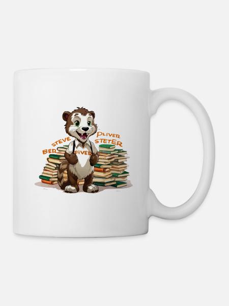 Otter Lernheld mit Büchern - Tasse - Weiß
