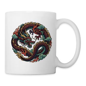Circling Fire Dragon Cool Dragon Fire Motif - Mug - white - Right