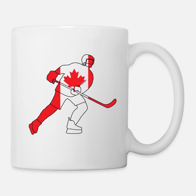 Joueur de hockey avec le drapeau canadien - Mug blanc - blanc