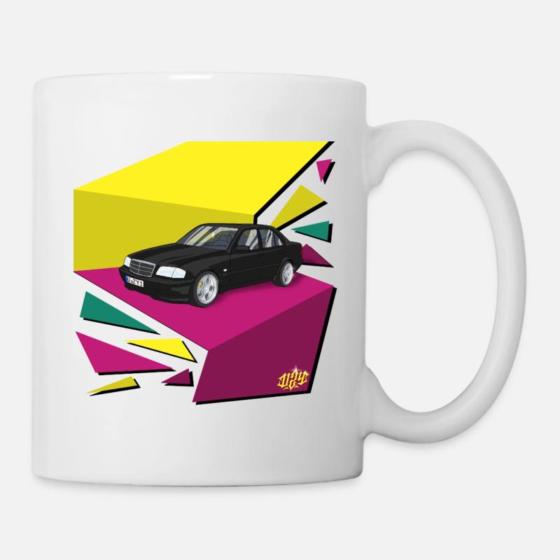 Géométrie néon du chariot noir - Mug blanc - blanc