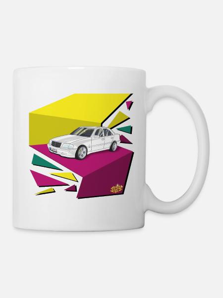Panneaux néon de voitures rétro années 80 - Mug blanc - blanc