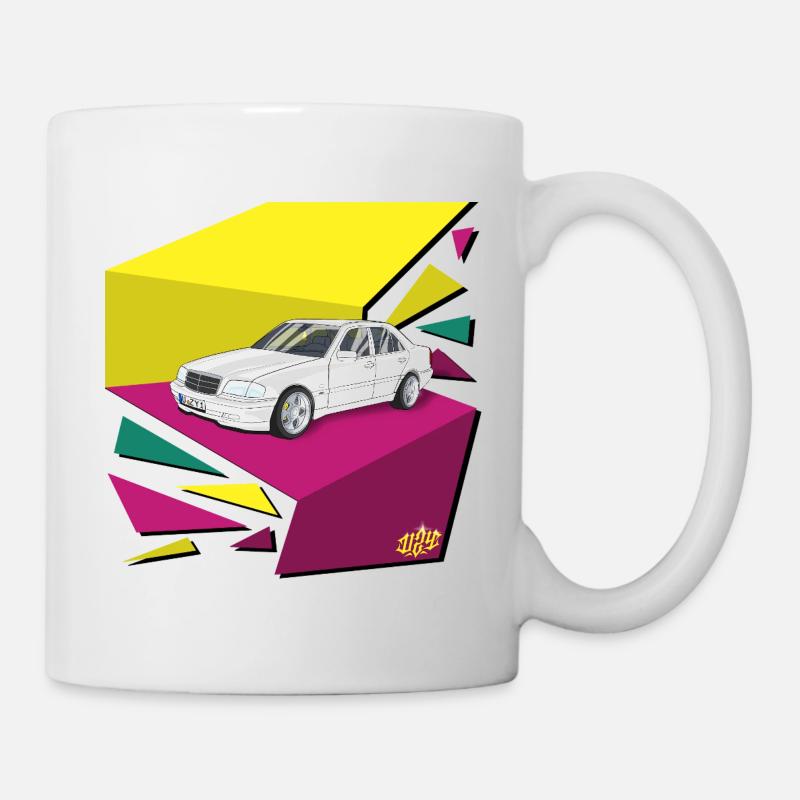 Panneaux néon de voitures rétro années 80 - Mug blanc - blanc