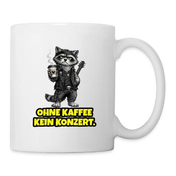 Ohne Kaffee kein Konzert – Rock Waschbär - Tasse - Weiß - Rechts