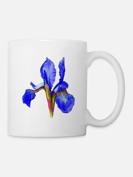 Blaue Iris Schwertlilie Neon Kontrast - Tasse - Weiß