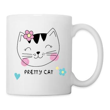 Pretty Cat – Cute Cat with Flower for Girls - Mug - white - Right