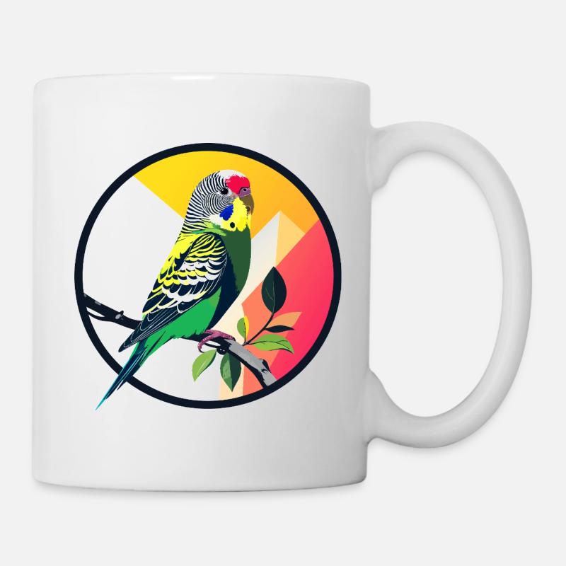 Magnificent Parrot Parakeet Color Magic Budgie - Mug - white
