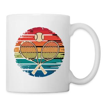 Retro tennis with crossed tennis rackets and - Mug - white - Right