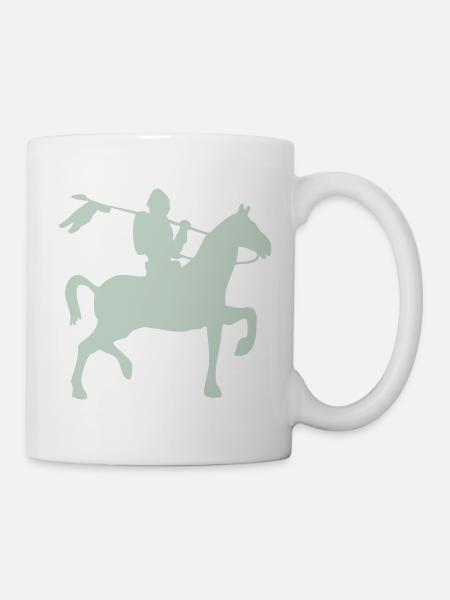 Ritter Krieger auf ein Pferd - Tasse - Weiß