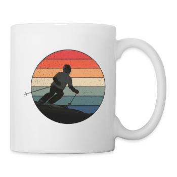 Descente skiée au coucher du soleil - Mug blanc - blanc - Droite