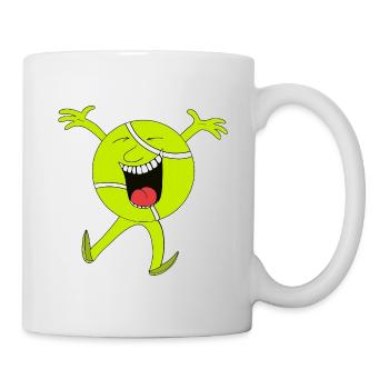 Lebendiges Neon-Tennisball-Maskottchen - Tasse - Weiß - Rechts