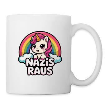 Nazis Raus - Antifa Einhorn Tee - Tasse - Weiß - Rechts