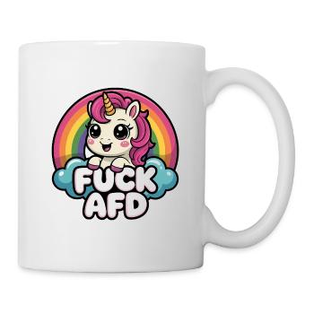 Fuck AFD - Antifa Einhorn Tee - Tasse - Weiß - Rechts