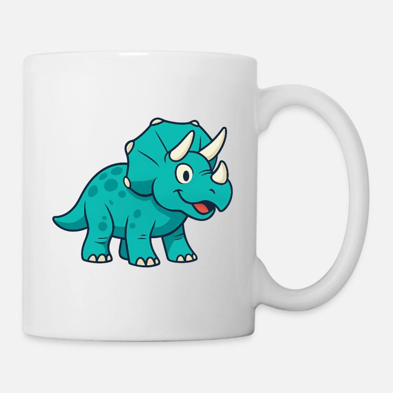 Cheerful Dino Triceratops - Mug - white
