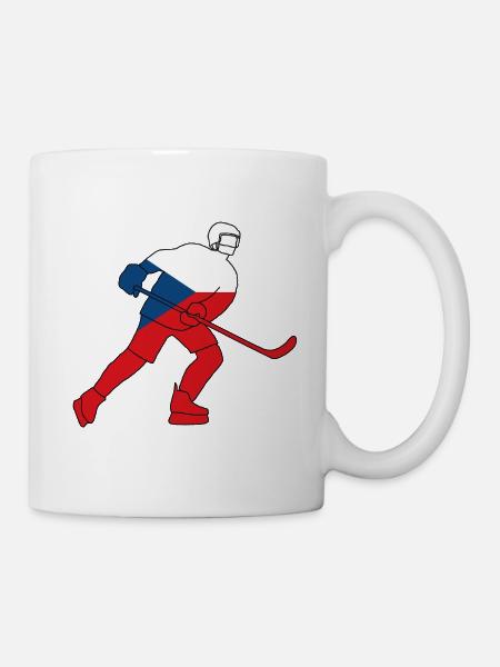 Joueur de hockey avec le drapeau tchèque - Mug blanc - blanc