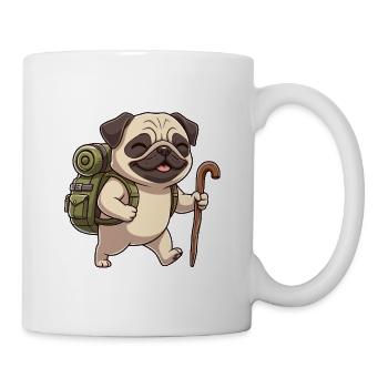 Niedliches Wandern Mops Hundetrekking Kunst - Tasse - Weiß - Rechts