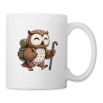Niedliche Wander-Eulen-Vogel-Trekkingkunst - Tasse - Weiß - Rechts