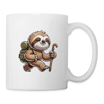 Niedliches Wandern Faultier Tier Trekking Kunst - Tasse - Weiß - Rechts