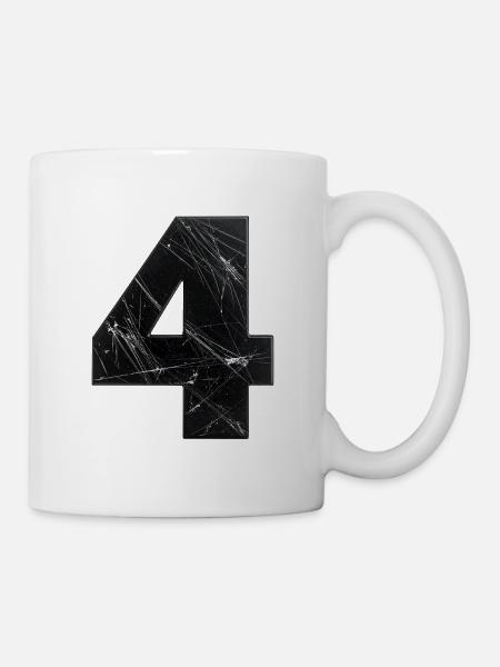 Grunge Vierzahl mit Kratzern - Tasse - Weiß