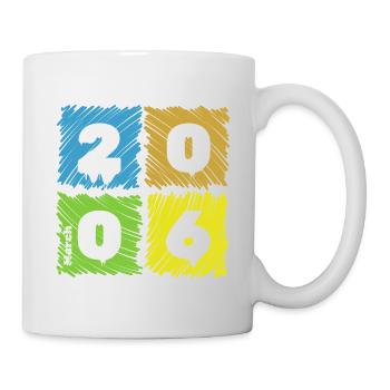 20. Geburtstag Farbige Patches since 03/2006 - Tasse - Weiß - Rechts