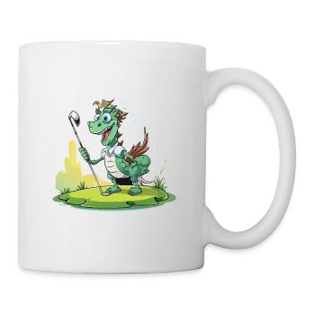 Dragon golfer on the green - Mug - white - Right