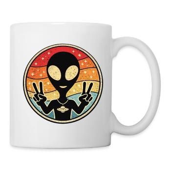 Autocollant rétro Alien Peace - Mug blanc - blanc - Droite