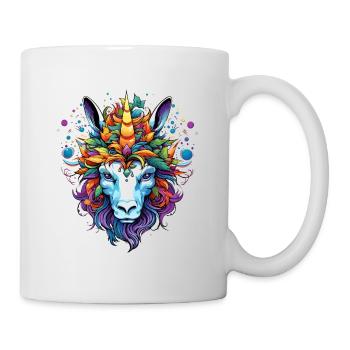 Kaleidoscopic unicorn portrait - Mug - white - Right