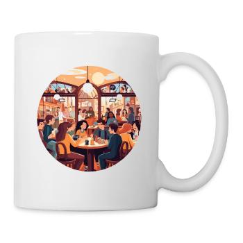 Conversations dans un café à la lumière du soir - Mug blanc - blanc - Droite