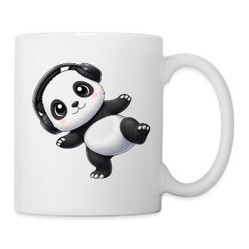 Süßer Panda mit Kopfhörern tanzen Musik Techno - Tasse - Weiß - Rechts