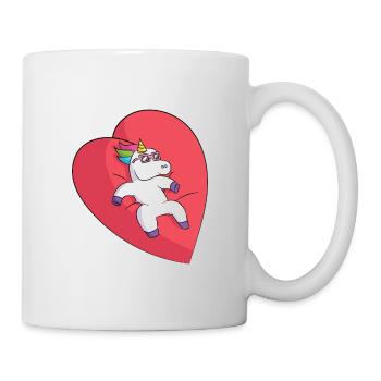 Einhorn auf Herzliebe - Tasse - Weiß - Rechts