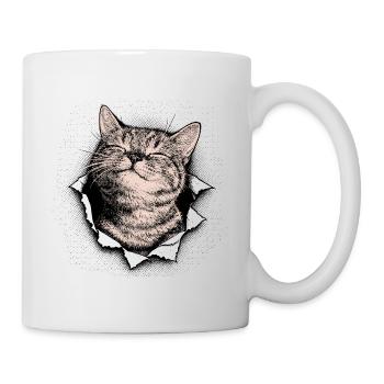 Cutest Cat – Vintage Halftone Katzen Design - Tasse - Weiß - Rechts