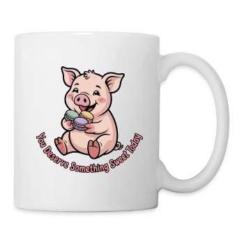 Petit cochon sucré avec du macaron - Mug blanc - blanc - Droite