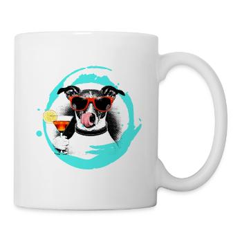 Pop Art Hund – Cocktail Halftone Kunst - Tasse - Weiß - Rechts