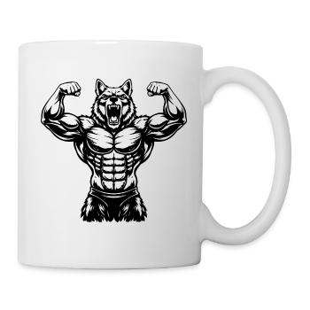 Muscular Wolf Bodybuilder Illustration - Mug - white - Right